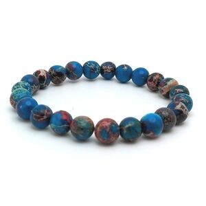 381MIDALANE Handmade Blue Imperial Jasper Bead Bracelet